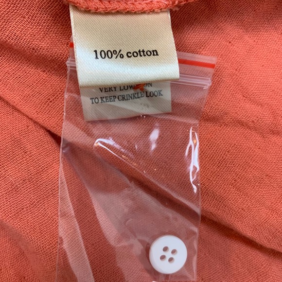 Dylan orange/red button down, frayed hem blouse - Picture 7 of 9